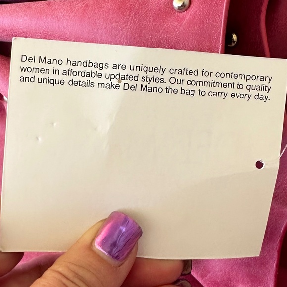 Del Mano Pink Bow-Adorned Bag/ Crossbody NWT - Picture 4 of 11